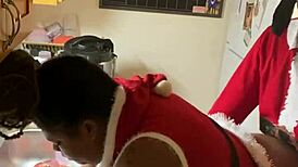 mrs claus gobbles santa's bbc then gets her wet pussy licked quick!