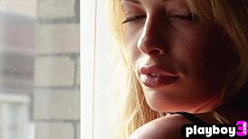 perfect blonde milf katie jean strips sexy lingerie showing natural tits ass