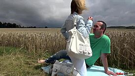 Mature blonde mom outdoors doggystyle anal bareback skinny shaved