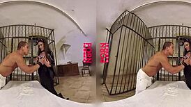 bare witch brunette sucks cock deep in vr cosplay