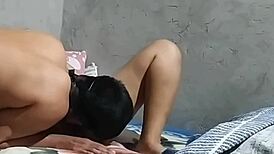 eating that chubby asian's wet pussy and natural tits during massage