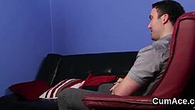 Horny looker sucks semen for massive facial cumshot