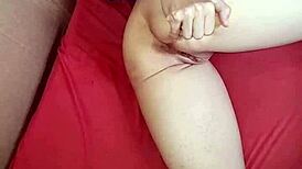 skinny student teases her smooth spots with building urge on cam