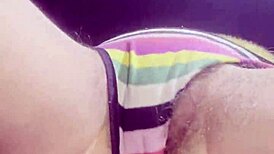 brunette lesbian rips clothes for first hairy pussy orgasm on cam