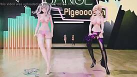 mmd kashima and prinz eugen tease with sexy curves and chocolate cream asses