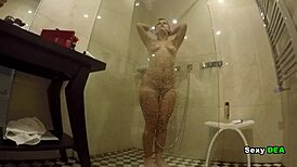 seductive goddess sexydeas relaxes in sensual post-fun shower bliss