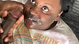 Insane deepthroat devours monster black cock