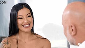 hot yoga babe rides roommate's cock stretching ass and pussy part 4