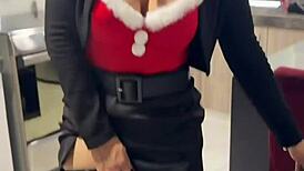 damn that mature latina couldn't hold back and fucked her young godson right at christmas dinner!