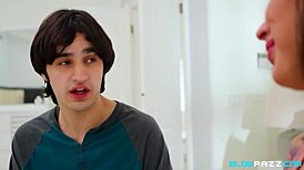 Stepmom Gives Mouthful Cum Advice with Deepthroat Titty Fuck Ball Licking and Saliva Swallowing