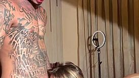wanna watch tattooed guy pound big ass blonde?