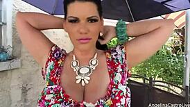 CUBAN ANGELINA CASTRO'S SOLO DILDO ANAL FUCKING WITH BIG PUSSY LIPS IN LINGERIE!