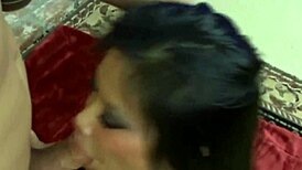 Asian babe delivers expert sloppy blowjob skills