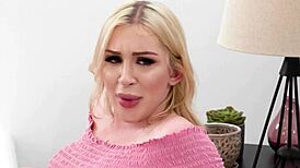 shemale blonde in stockings joins threesome for hot anal action