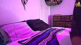 Ebony goddess dry humps naked with smoky kisses and tongue play