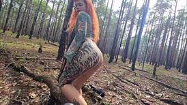 Tattooed latina teen flaunts big ass on trail before outdoor raw sex romp