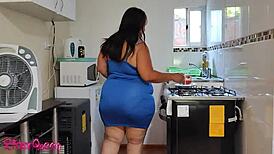 wicked stepson pounds nympho stepmom's fat ass in kitchen