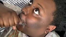 Insane deepthroat devours monster black cock