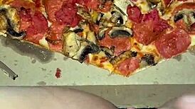 arabic teen stuffs ice cream chocolate pizza deep in juicy pussy masturbating wild