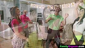 FAMILY ORGY EXPLODES! 18-Year-Olds Ride Stepdads' Cocks Wildly