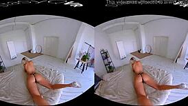 busty blonde teen teases big tits just for you in vr?