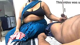 Maid Kanika strokes my cock hard till I explode in her skilled handjob grip