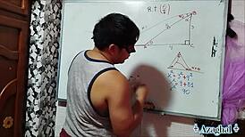 hey asian student nails 19yo trigonometry half-angle in bedroom 📐😉