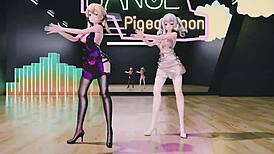 mmd kashima and prinz eugen tease with sexy curves and chocolate cream asses