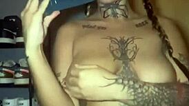 goth babe's big tits shake with emotional bliss fingering to hard cum