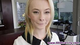 hey this tiny blonde slut just loves sucking that monster cock so much!