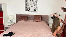 Leo Casanova Preps Dina Joy Skinny Ass Deepthroat Gagging for Anal Destruction Backstage