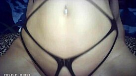 italian brunette babe flexes as he unloads cumshot on her shaved climax machine