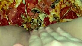 arabic teen stuffs ice cream chocolate pizza deep in juicy pussy masturbating wild