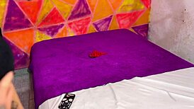 TATTOOED TAN GIRL LICKS BIG NATURAL TITS - CUM IN ONE MINUTE CHALLENGE!