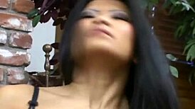 Asian babe delivers expert sloppy blowjob skills