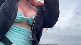 italian artemisia love bounces big natural tits nipples close-up horny solo