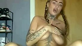 goth babe's big tits shake with emotional bliss fingering to hard cum