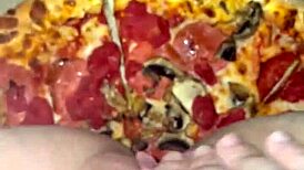 arabic teen stuffs ice cream chocolate pizza deep in juicy pussy masturbating wild