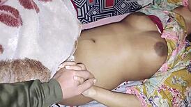 Stepbrother gropes my big tits and wet pussy at night