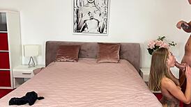 Leo Casanova Preps Dina Joy Skinny Ass Deepthroat Gagging for Anal Destruction Backstage