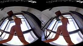 busty blonde teen teases big tits just for you in vr?
