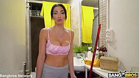 dirty french maid's shaved ass takes deep anal pounding