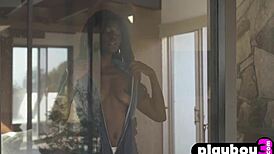 Victoria antoinette slips off black lingerie teasing small tits and ass in steamy ebony strip