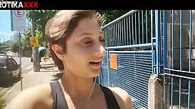 sadira hotwife teases with monster cock blowjob then cumwalks outdoor public latina facial pretty tattoo flashing