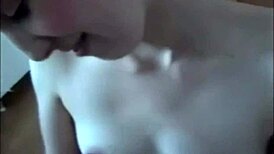 Girlfriend's erotic facial ends with warm cumshot straight in mouth