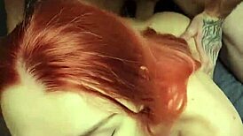 Wanna see my redhead wife deepthroat bodybuilder in threesome?