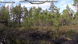 naughty couple in costumes fucking outdoors like wild animals