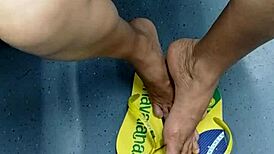 candid brazilian mature feet tease flip flops in voyeur fetish hidden play