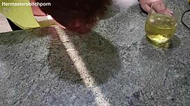 Tattooed Kiwi Milf Sub Eagerly Slurps Master's Spilled Wine Everywhere