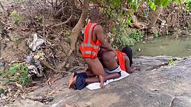 chubby bbw gets her huge ass worshipped outdoors backstage